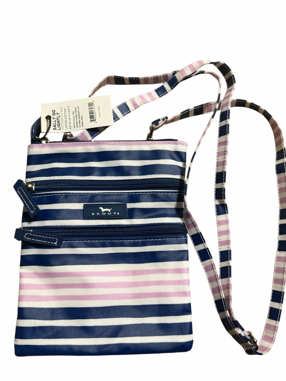 SCOUT Sally Go Lightly Crossbody Bag Violet Pink Navy Stripe NWT Limited Edition